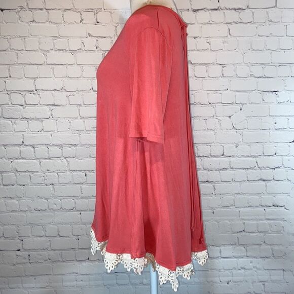 Umgee Salmon Embroidered Hem Tunic - Picture 5 of 9